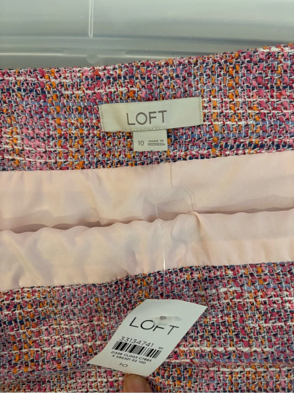 LOFT Pink Multi-Color Tweed Mini Skirt